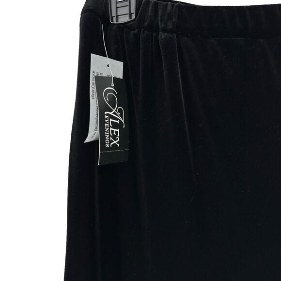 Alex Evenings Black Velvet Pull On Ankle Pants Womens Size XL Wide Leg - Picture 2 of 6